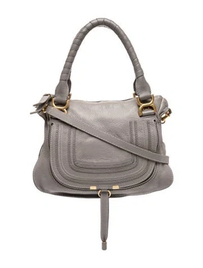 Pre-owned Chloé Leather Marcie Crossbody Medium In Gray