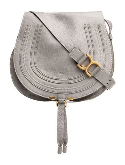 Pre-owned Chloé Leather Marcie Crossbody Medium In Gray