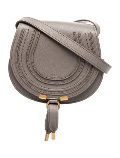 Pre-owned Chloé Leather Marcie Crossbody Small 2025 In Gray