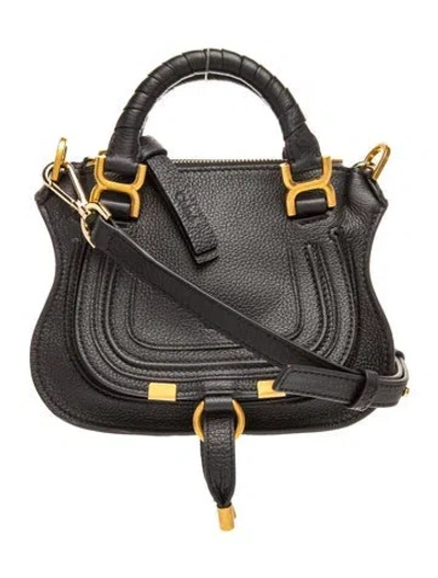 Pre-owned Chloé Leather Marcie Double Carry Bag Mini In Black