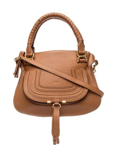 Pre-owned Chloé Leather Marcie Double Carry Small In Pink
