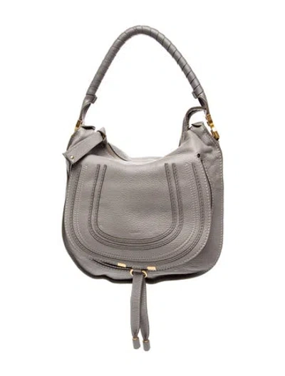 Pre-owned Chloé Leather Marcie In Gray