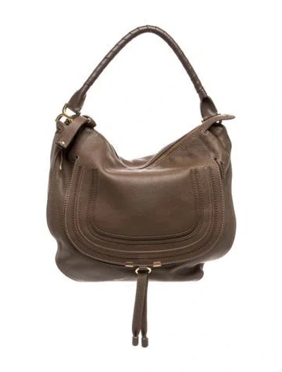 Pre-owned Chloé Leather Marcie Hobo In Gray