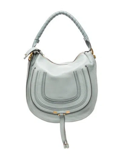 Pre-owned Chloé Leather Marcie Hobo Medium In Blue