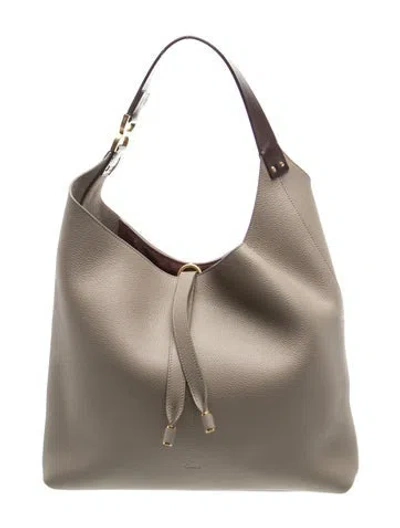 Pre-owned Chloé Leather Marcie Hobo Medium In Neutral