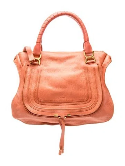 Pre-owned Chloé Leather Marcie Hobo Medium Vintage In Neutral