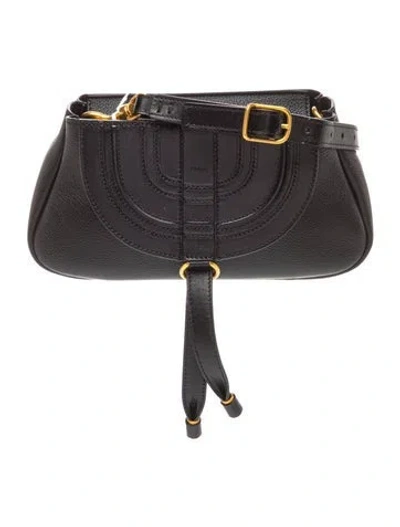Pre-owned Chloé Leather Marcie Hobo Small In Black