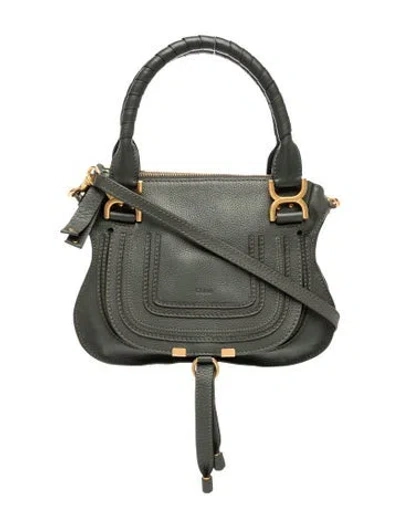 Pre-owned Chloé Leather Marcie Hobo Small In Grey