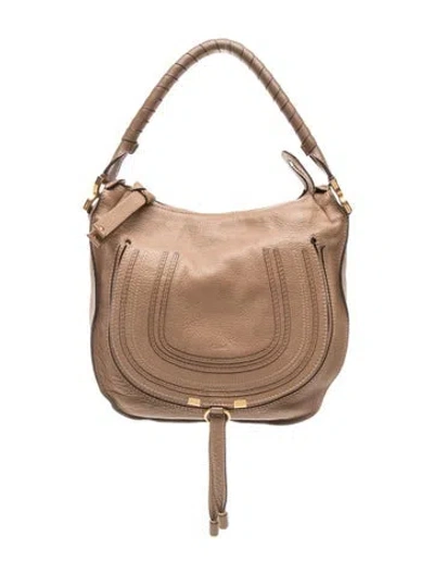 Pre-owned Chloé Leather Marcie Hobo Small In Neutral