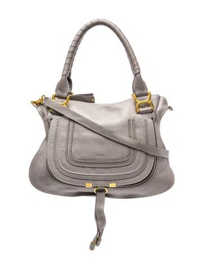 Pre-owned Chloé Leather Marcie Leather Satchel Medium In Gray