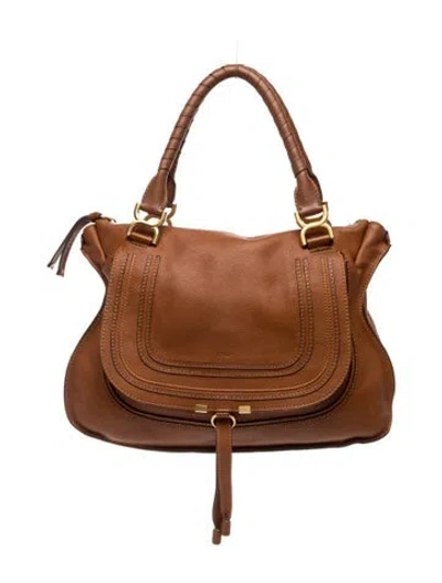 Pre-owned Chloé Leather Marcie Medium In Brown