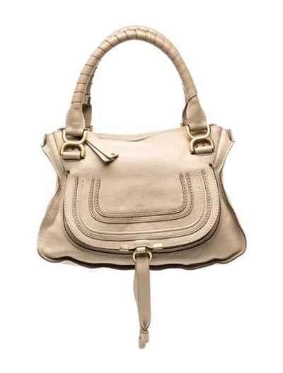 Pre-owned Chloé Leather Marcie Medium Vintage In Neutral