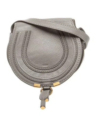 Pre-owned Chloé Leather Marcie Saddle Bag Mini In Grey