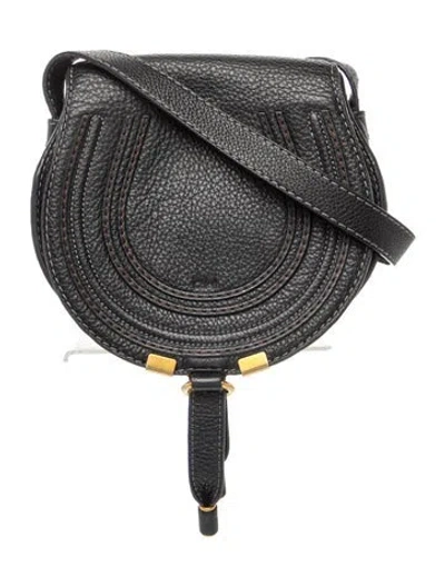 Pre-owned Chloé Leather Marcie Saddle Bag Small In Black