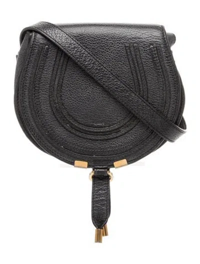Pre-owned Chloé Leather Marcie Saddle Bag Small In Black