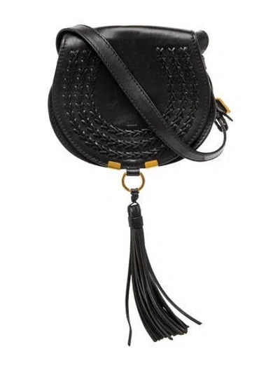 Pre-owned Chloé Leather Marcie Saddle Bag Small In Black