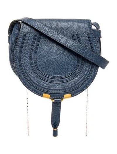 Pre-owned Chloé Leather Marcie Saddle Bag Small In Blue