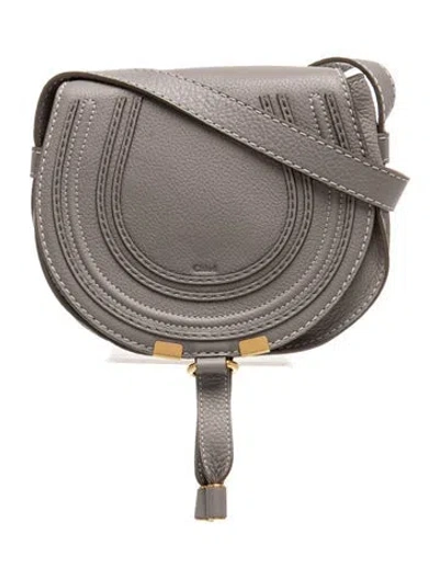 Pre-owned Chloé Leather Marcie Saddle Bag Small In Gray