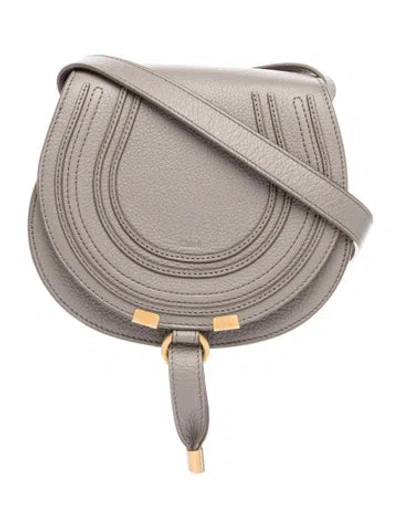 Pre-owned Chloé Leather Marcie Saddle Bag Small In Grey