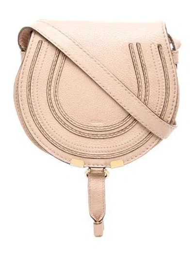 Pre-owned Chloé Leather Marcie Saddle Bag Small In Neutral