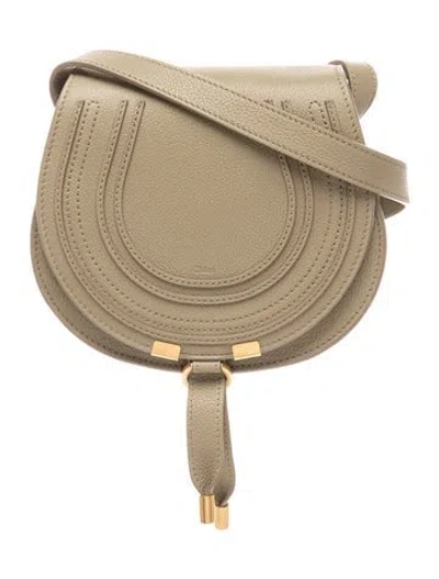 Pre-owned Chloé Leather Marcie Saddle Crossbody Bag Small In Neutral