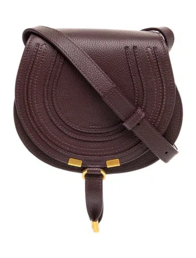 Pre-owned Chloé Leather Marcie Saddle Small 2023 In Burgundy