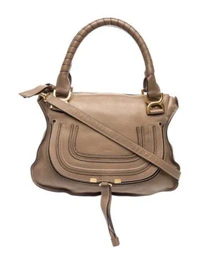 Pre-owned Chloé Leather Marcie Satchel Medium In Brown