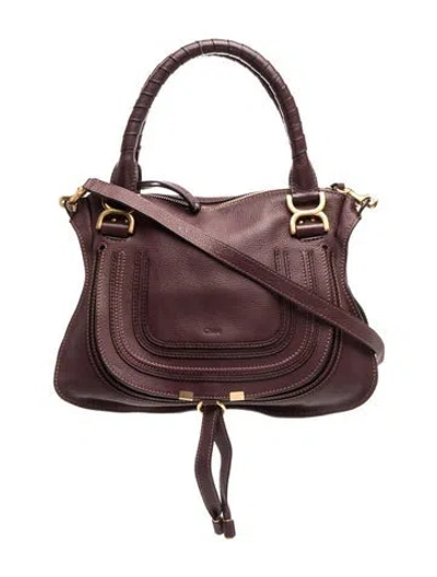 Pre-owned Chloé Leather Marcie Satchel Medium In Burgundy