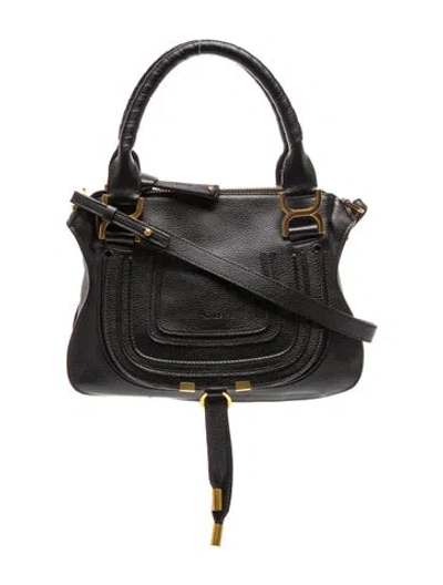 Pre-owned Chloé Leather Marcie Shoulder Bag 2024 In Black