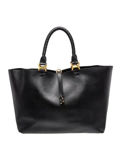 Pre-owned Chloé Leather Marcie Shoulder Bag Large In Black