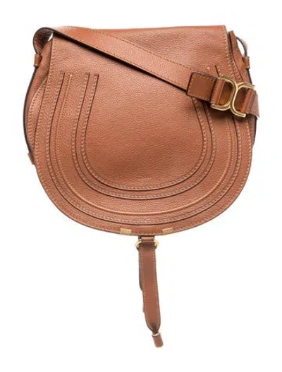Pre-owned Chloé Leather Marcie Shoulder Bag Large In Brown