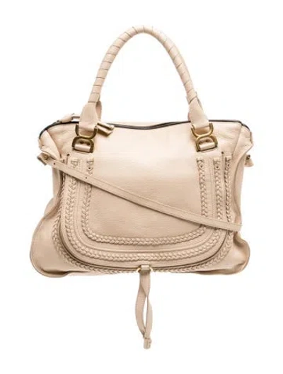 Pre-owned Chloé Leather Marcie Shoulder Bag Large In Brown