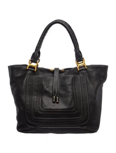 Pre-owned Chloé Leather Marcie Shoulder Bag Medium In Black