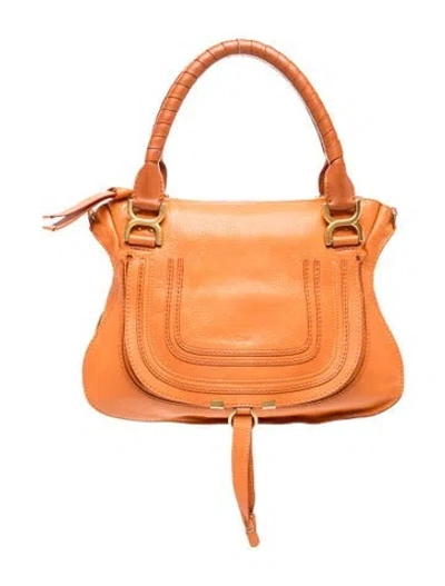 Pre-owned Chloé Leather Marcie Shoulder Bag Medium In Brown