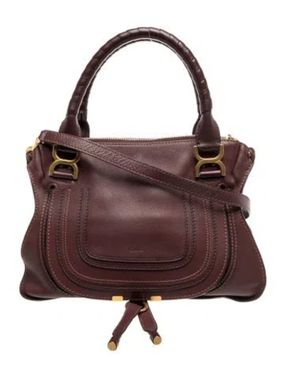 Pre-owned Chloé Leather Marcie Shoulder Bag Medium In Burgundy
