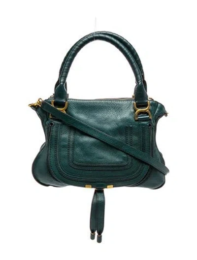 Pre-owned Chloé Leather Marcie Shoulder Bag Medium In Green