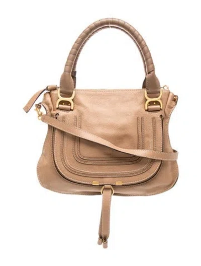 Pre-owned Chloé Leather Marcie Shoulder Bag Medium In Neutral