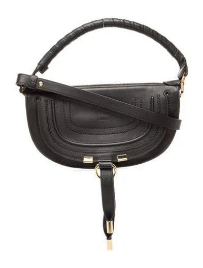 Pre-owned Chloé Leather Marcie Shoulder Bag Mini 2026 In Black