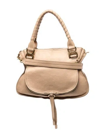 Pre-owned Chloé Leather Marcie Shoulder Bag In Neutral