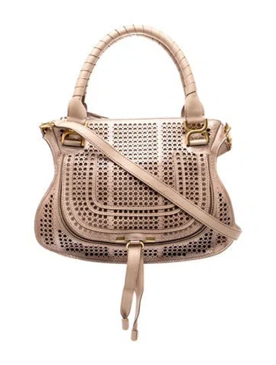 Pre-owned Chloé Leather Marcie Shoulder Bag In Neutrals