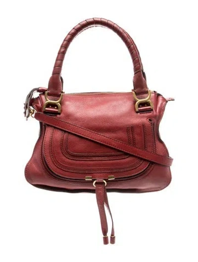 Pre-owned Chloé Leather Marcie Shoulder Bag In Red