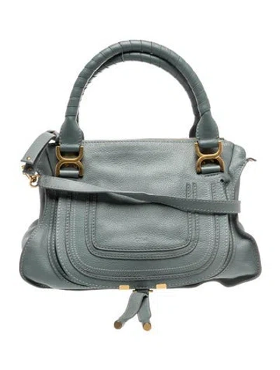 Pre-owned Chloé Leather Marcie Shoulder Bag Small In Blue