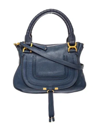 Pre-owned Chloé Leather Marcie Shoulder Bag Small In Blue
