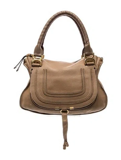 Pre-owned Chloé Leather Marcie Shoulder Bag Small In Brown