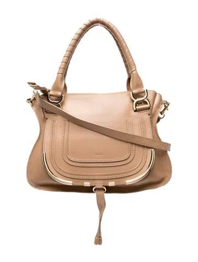 Pre-owned Chloé Leather Marcie Shoulder Bag Small In Brown