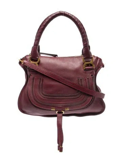 Pre-owned Chloé Leather Marcie Shoulder Bag Small In Brown