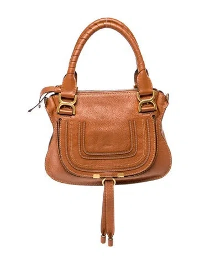 Pre-owned Chloé Leather Marcie Shoulder Bag Small In Brown