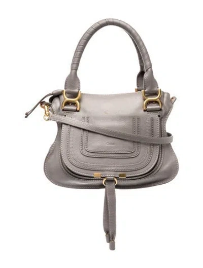 Pre-owned Chloé Leather Marcie Shoulder Bag Small In Gray