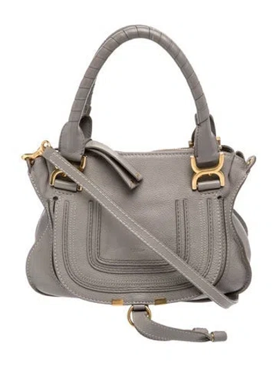 Pre-owned Chloé Leather Marcie Shoulder Bag Small In Gray