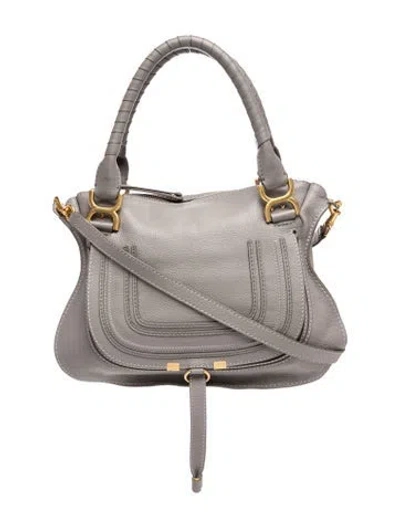 Pre-owned Chloé Leather Marcie Shoulder Bag Small In Grey